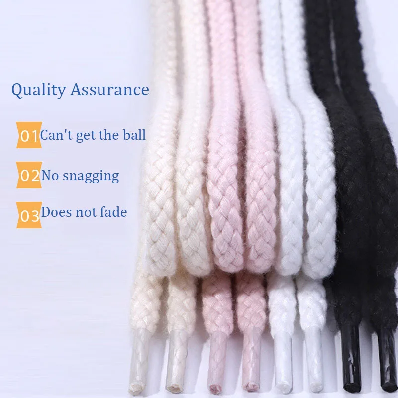 Linen Cotton Round Shoelaces Rubber Band for Shoes Classic Boot Shoe Laces for Sneakers AF1/AJ Canvas Shoestring Hemp Rope Laces