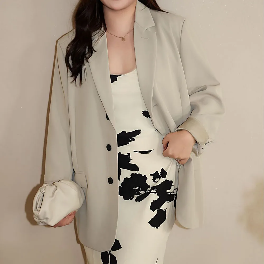 

Свободный повседневный однобортный блейзер хорошего качества, женский весенне-осенний офисный женский длинный пиджак больших размеров