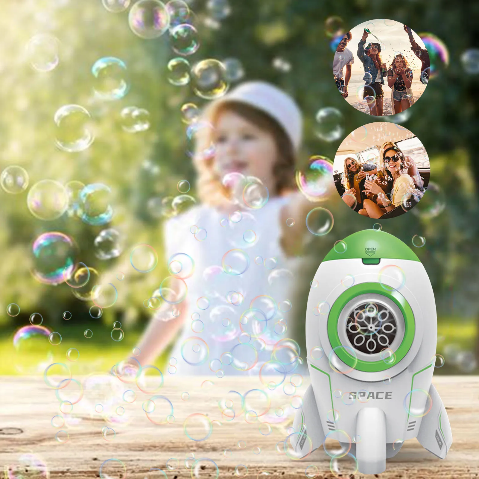 Rocket Launcher Bubble Machine Bubble Blower For KidsSpace Rocket