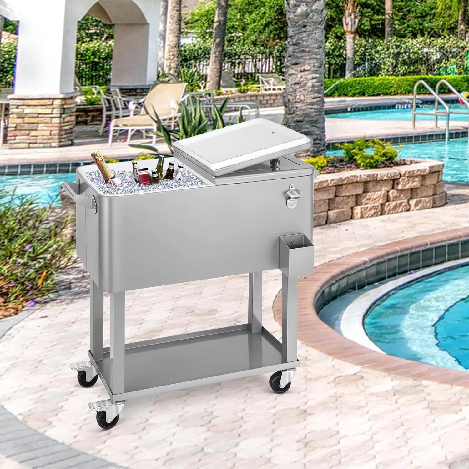 beverage cooler stainless steel ice chest on wheels