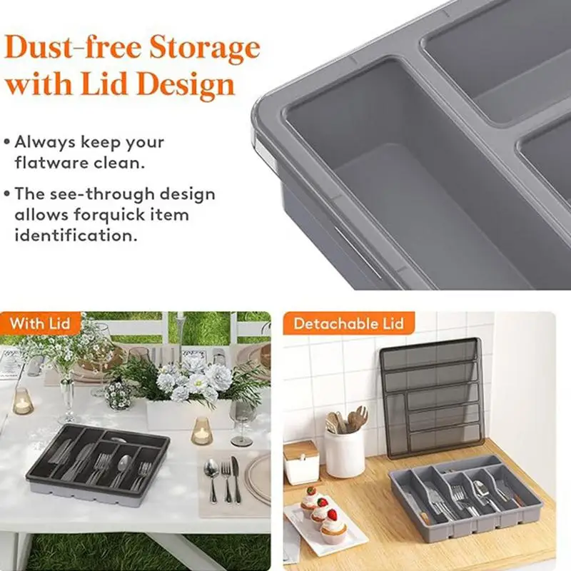 Kitchen Cutlery Storage Box Knife Holder Plastic Tray Fork Spoon Divider Drawer Box Tableware Organizer Kitchen Drawer Organizer 4