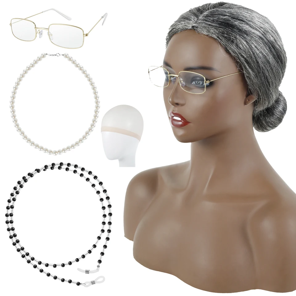 7 Stuks/set Oma Oude Dame Aankleden Set Oma Kostuum Pruik Volwassen Kind Halloween Maskerade Cosplay Partij Heks Decoratie Evenement 7 Stuks/set Oma Oude Dame Aankleden Set Oma Kostuum Pruik Volwassen Kind Halloween Maskerade Cosplay Partij Heks Decoratie Evenement