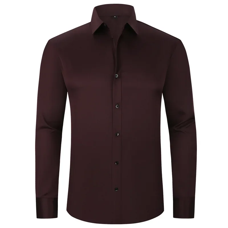 

New Elastic Shirt Men's Long Sleeves with Four Sides Elastic Wrinkle Resistant and Non ironing Solid Color Business Men's Wear