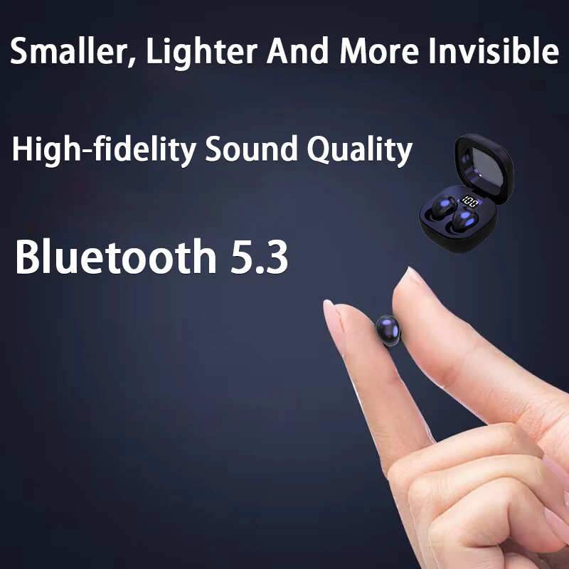 Auriculares intrauditivos inalámbricos con Bluetooth 5,3, Mini auriculares internos con cancelación de ruido, calidad de sonido HiFi Invisible para dormir