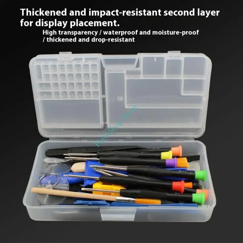 124e 중단 2Tier 트레이 도구 케이스 작은 부품을위한 투명 플라스틱 저장 용기