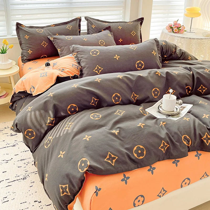 Cotton Bedding Set Bedding Set 4 Pieces 100% Cotton Bed Sheet Comforter Set Modern Fashion Couple Bed Set