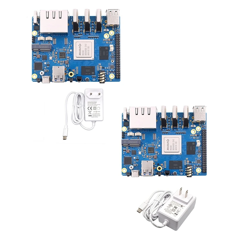 오렌지 파이 5 플러스용 개발 보드 세트 키트, EU 플러그, 8GB RK3588 64 비트 2.5G M.2 슬롯, 지지대 2230 와이파이 6 BT 모듈 키트