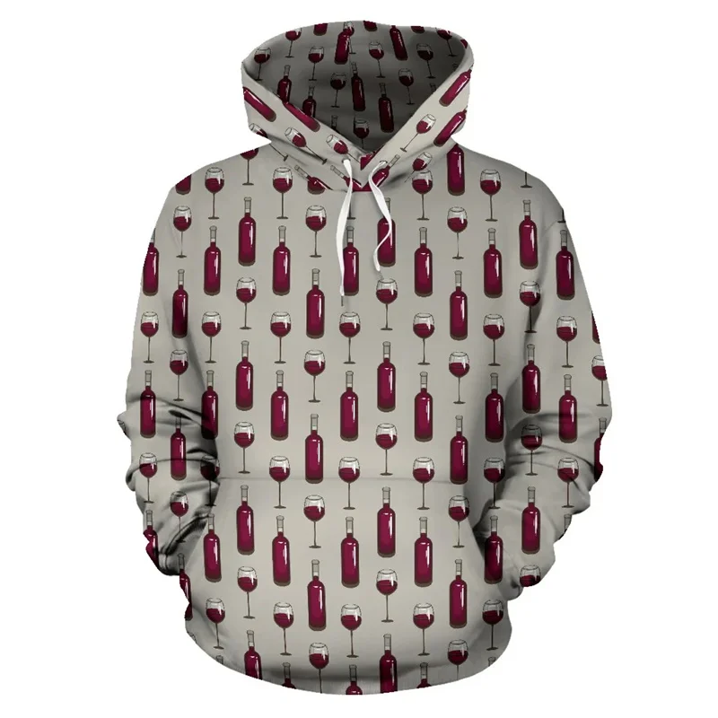 thumbnail image 1 of Harajuku 3D Red Wine Pattern Printed Men's Hoodie Design Fruit Grape Pattern Hoodie Sportswear Fashion Casual Street Men's Top, 1 of 5
