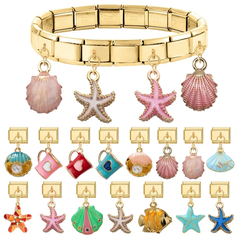 Italian Charm Gold Color Pendant 9mm Stainless Steel