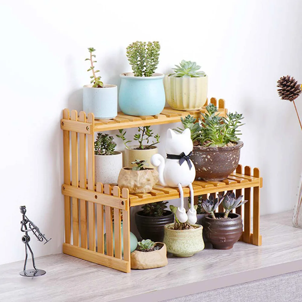 2 Tier Decorative Tabletop Wood Plant Stand Display Shelf: 3 - 5 Days Free Delivery Only UK