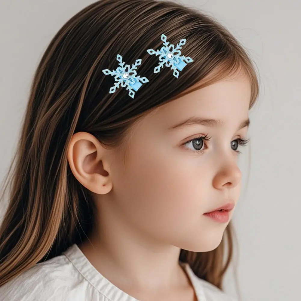 Barrettes Cheveux Flocons Bleus pour Fille - Style Hivernal