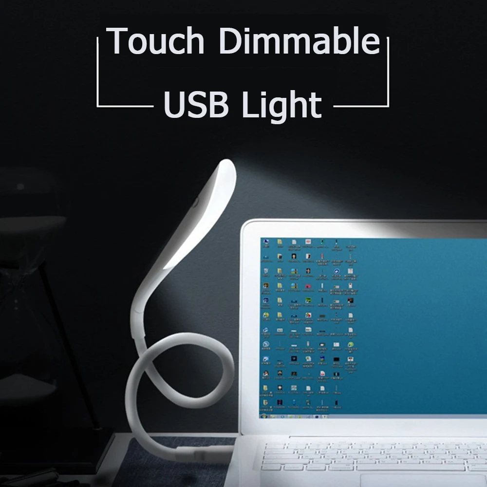 Mini Portable USB LED Lamp Touch Sensor Dimmable for Power Bank PC Laptop