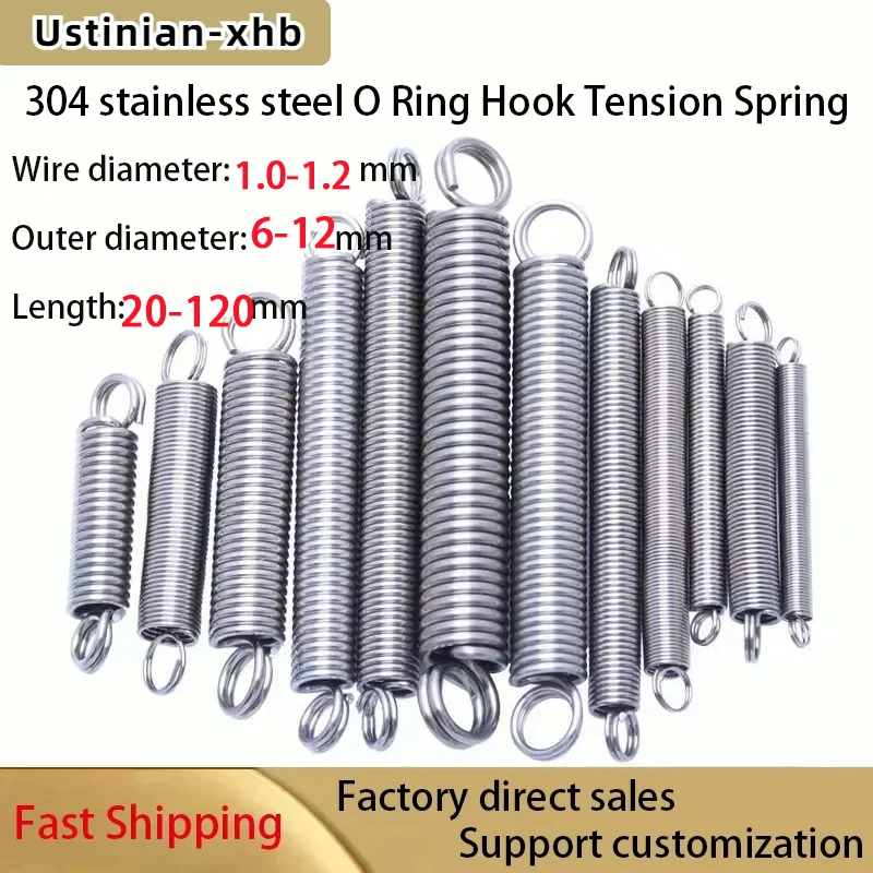 304StainlessSteelOringHookSpiralExtensionSpringWireDiameter1