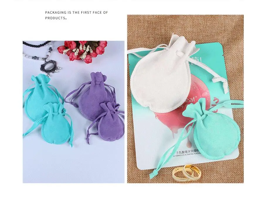 10 teile/los Samt Kordelzug Geschenke Taschen Kürbis-Förmigen Schmuck Lagerung Beutel Party Tragbare Präsentieren Drawable Verpackung Taschen – Detail 3