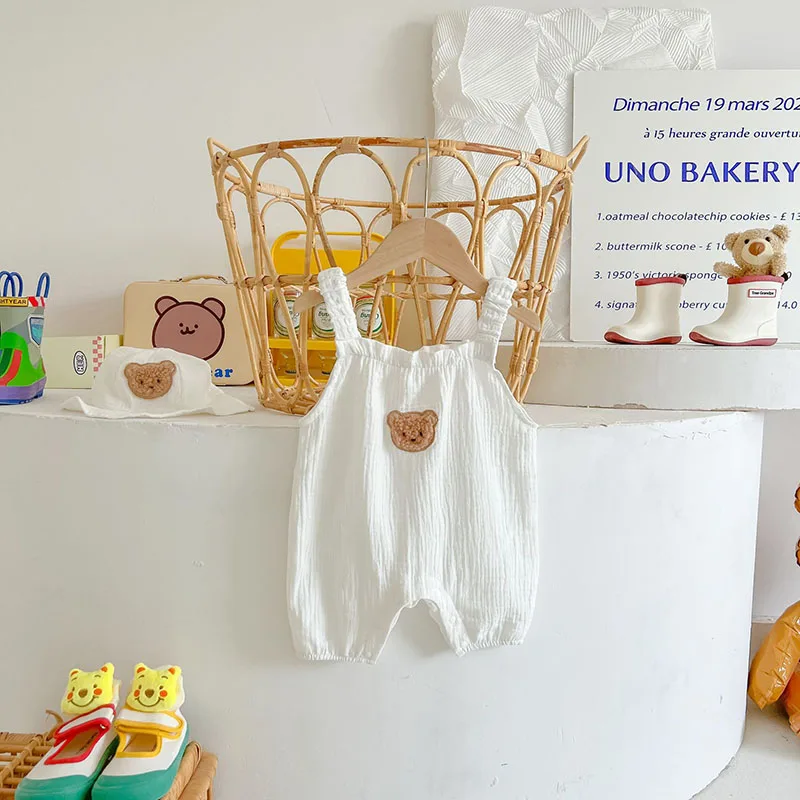 Summer Baby Clothes Bear Romper Set White Toddler One Piece