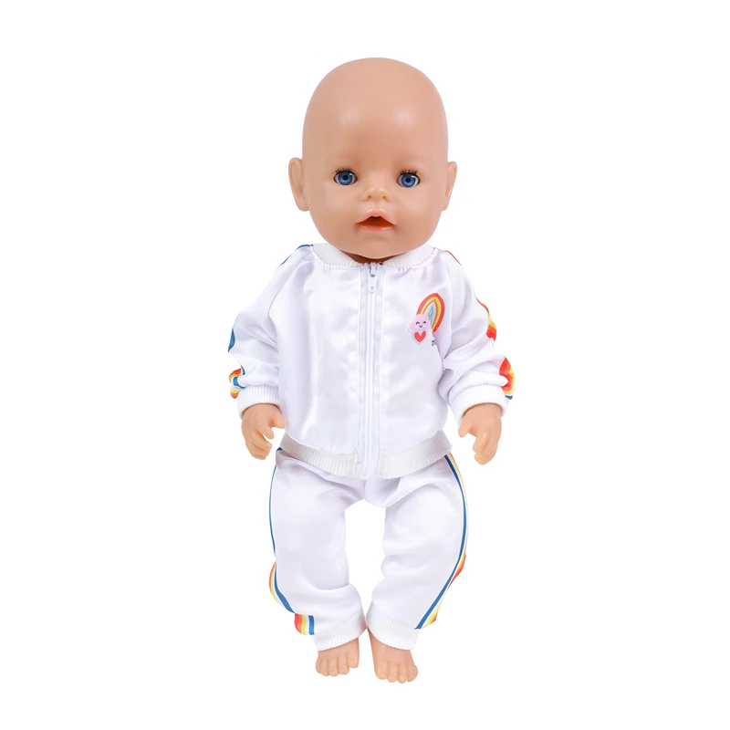 Doll 43 cm Baby Born Clothes Sports Rainbow Hoodies Trousers Dolls Accessories Outfits Fashion 13inch Reborn Doll Costume Gift doll clothes