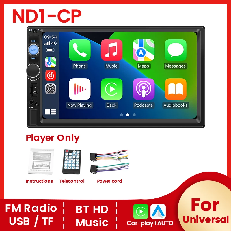 2Din CarPlay Android Auto Car MP3 MP5 Multimedia Player Car Universal Radio Touch Screen AUX TF USB BT DVD MF Mirror Connection