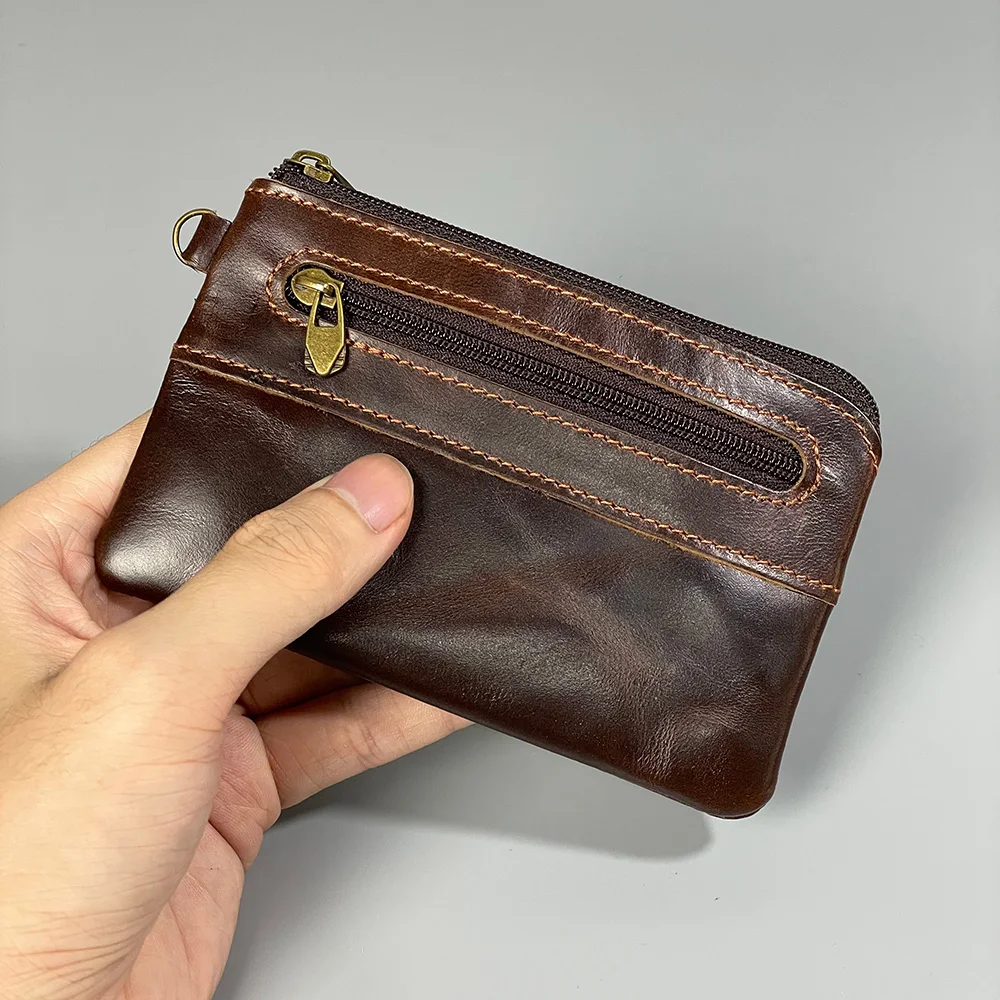 TIESOME Vintage Genuine Leather Zipper Coin Purse, Medieval Cowhide Change  Holder Coin Pouch Wallet Coin Organizer with Key Ring Little Travel Wallet  for Men(Brown) : Amazon.co.uk: Fashion