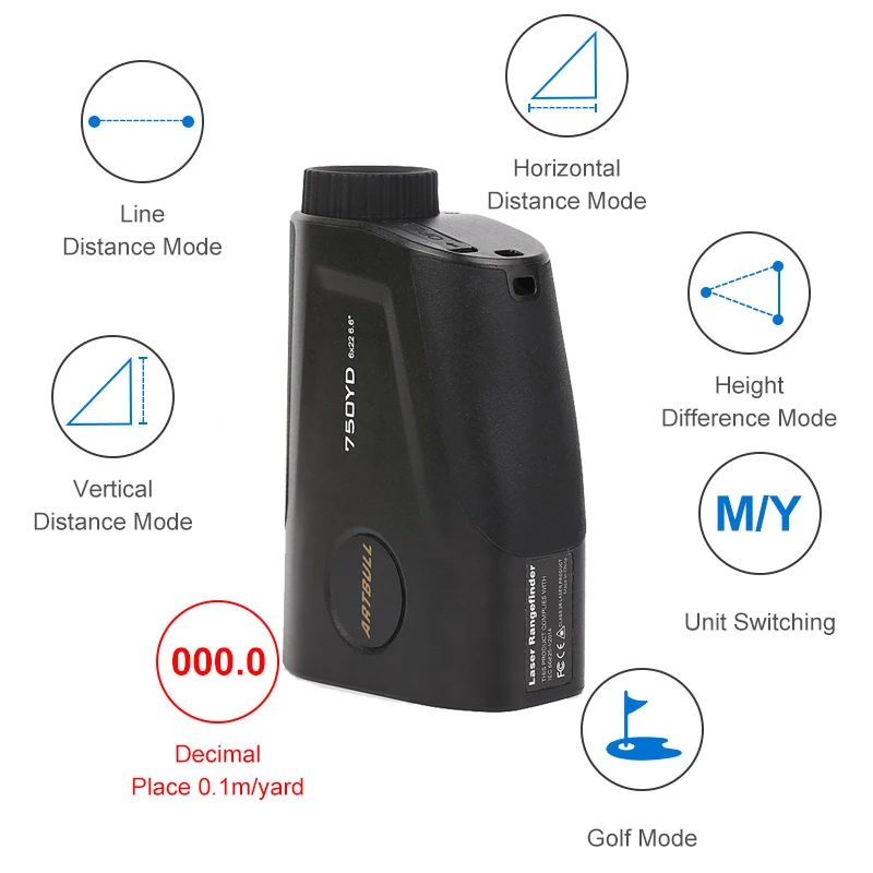Laser Rangefinder Distance Meter 1300Yard USB Rechargeable Laser Rangefinder Hunting Telescope Distance Meter 750Yard Rangefinder Golf Flag-Lock Vibration