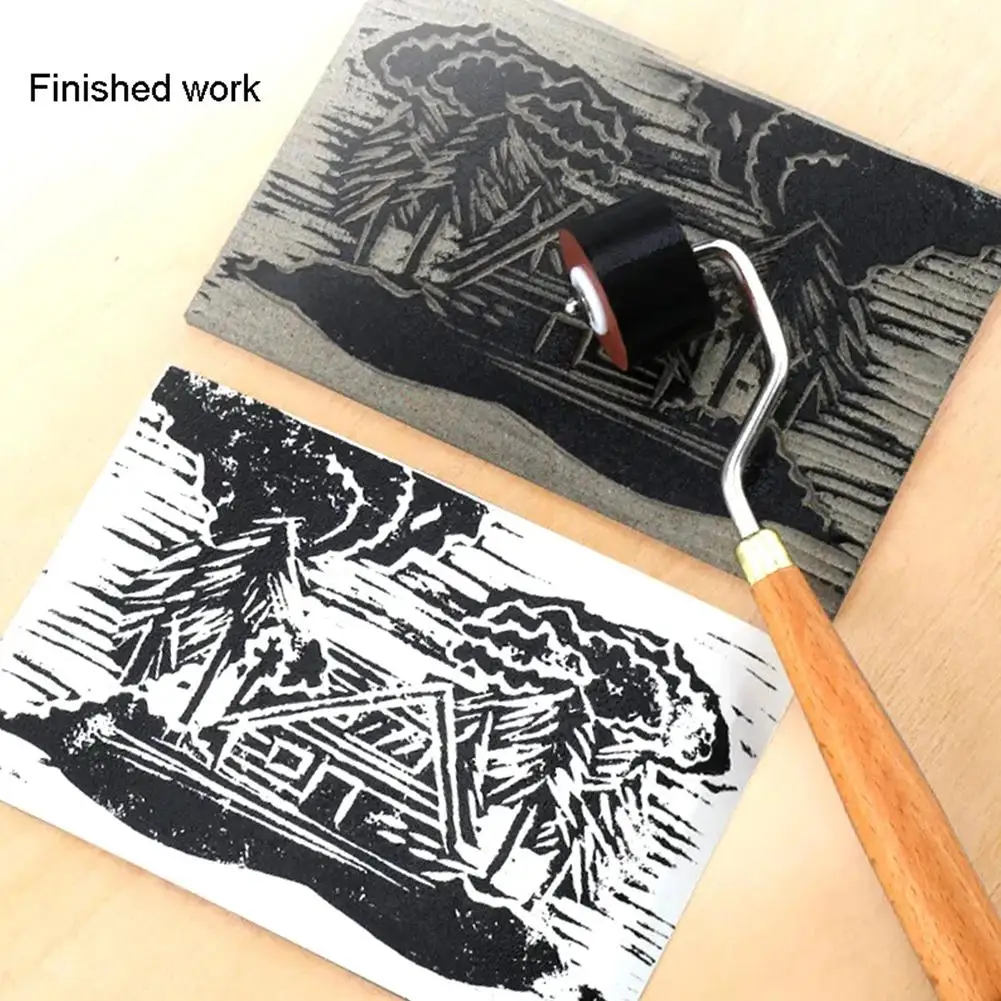 1/3pcs For Ink Printmaking Wallpaper Crafting Printing Brayer Brush Wooden Handle Rubber Roller Brayer Drawing Projects Too M8P0