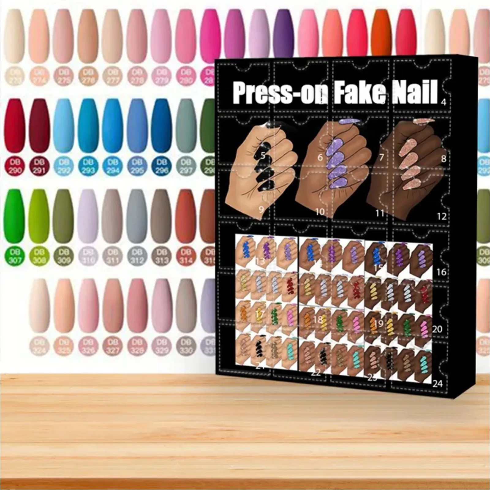 Christmas Holiday Advent Calendar Advent Calendar Collectible Press-On Fake Nail 12 Pairs Are In It 20ml