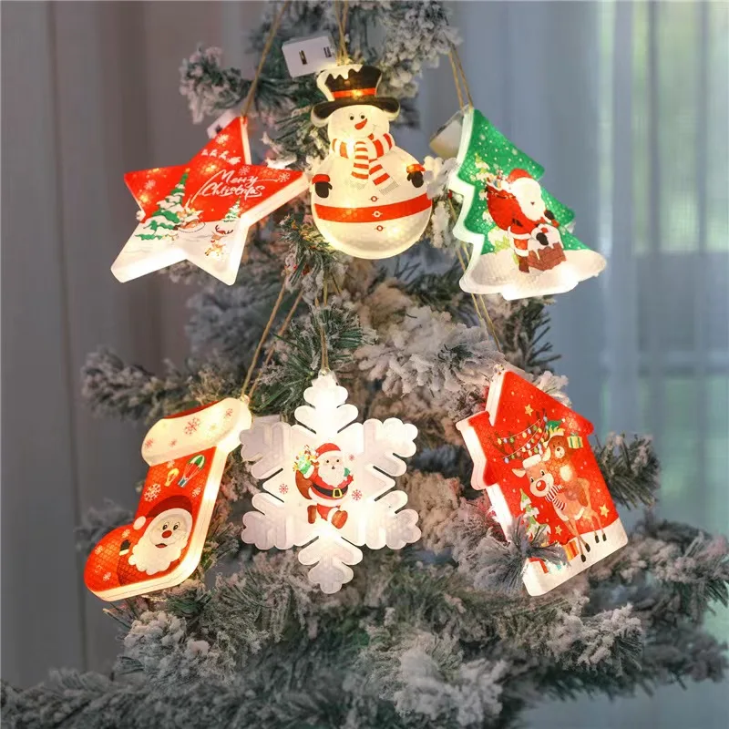 

Christmas Decorations Scene Layout Holiday Dress Up Snowman Luminous Small String Lights Christmas Decoration Hanging Lights