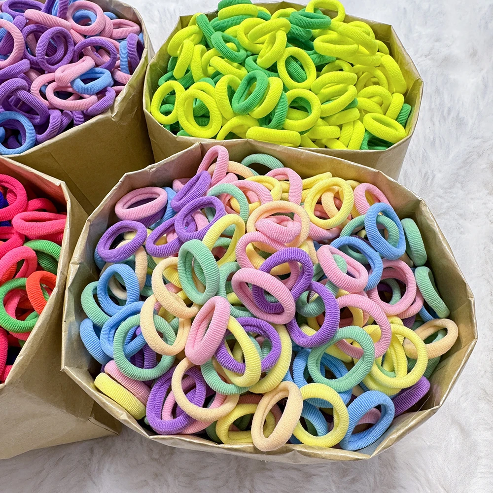 rubber band hair ties 50/100/300Pcs Ealstic Basic Nylon Hair Ties for Girls Ponytail Hold Scrunchie Kid Fashion Hair Band Accessories