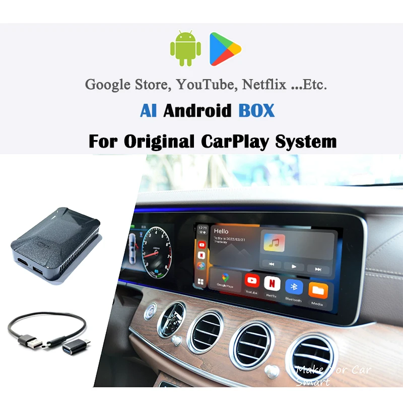 Youtube Netflix In Oem Carplay Ai Android Box Usb Dongle For Mercedes