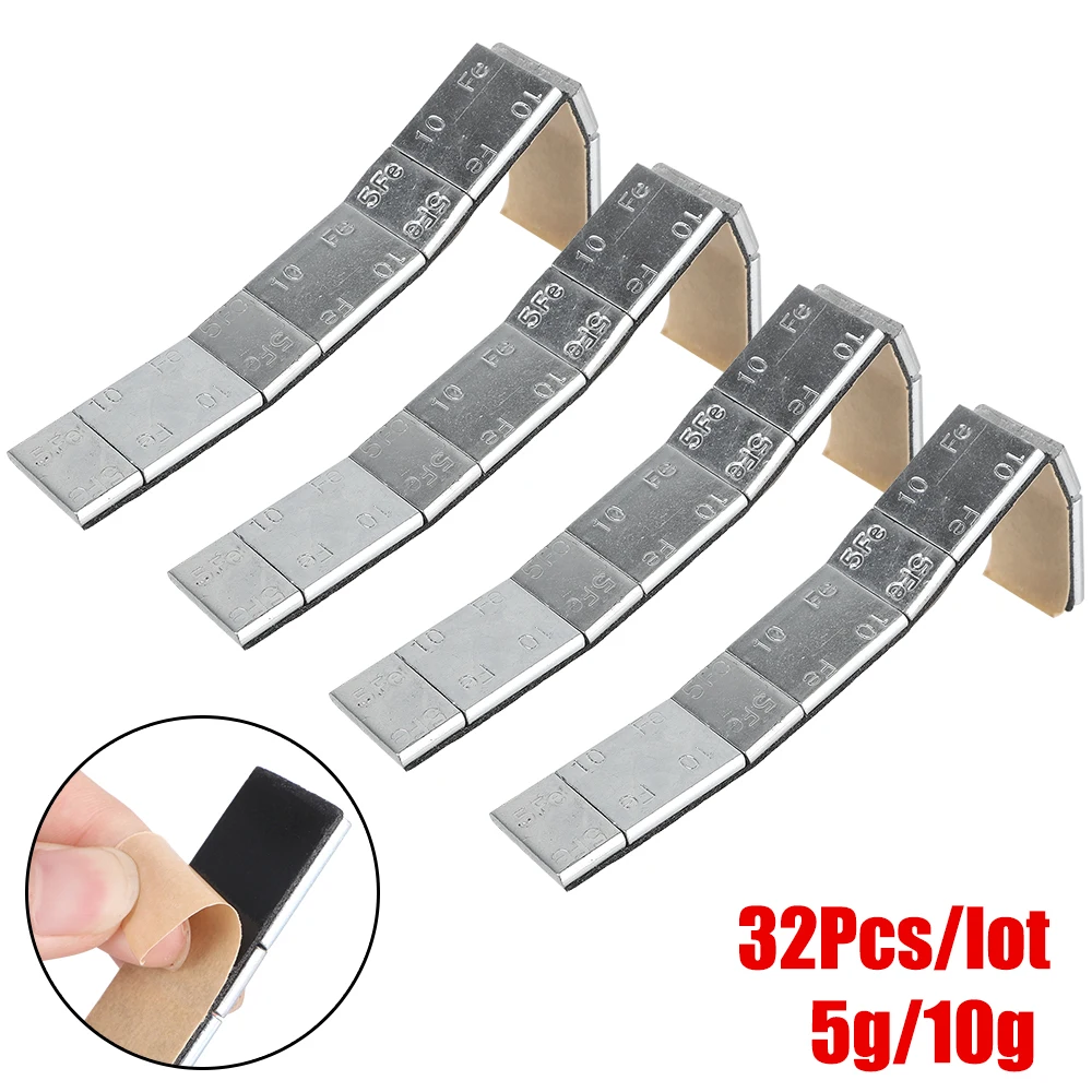 Universal Wheel Balancer 32Pcs/lot 5g/10g Iron Car Tire Balance Block Tyre Weight Covers Adhesive Parts Automotive Accessories
