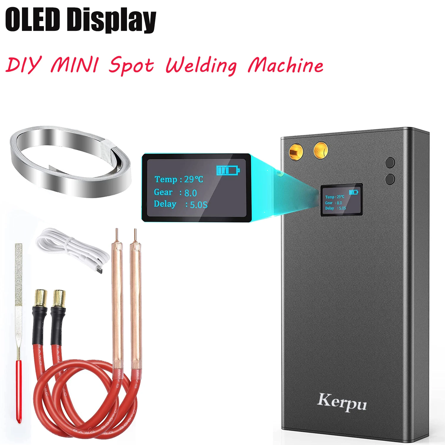 OLED Display DIY Mini Spot Welder 7 Gears Adjustable Botton Type C Spot