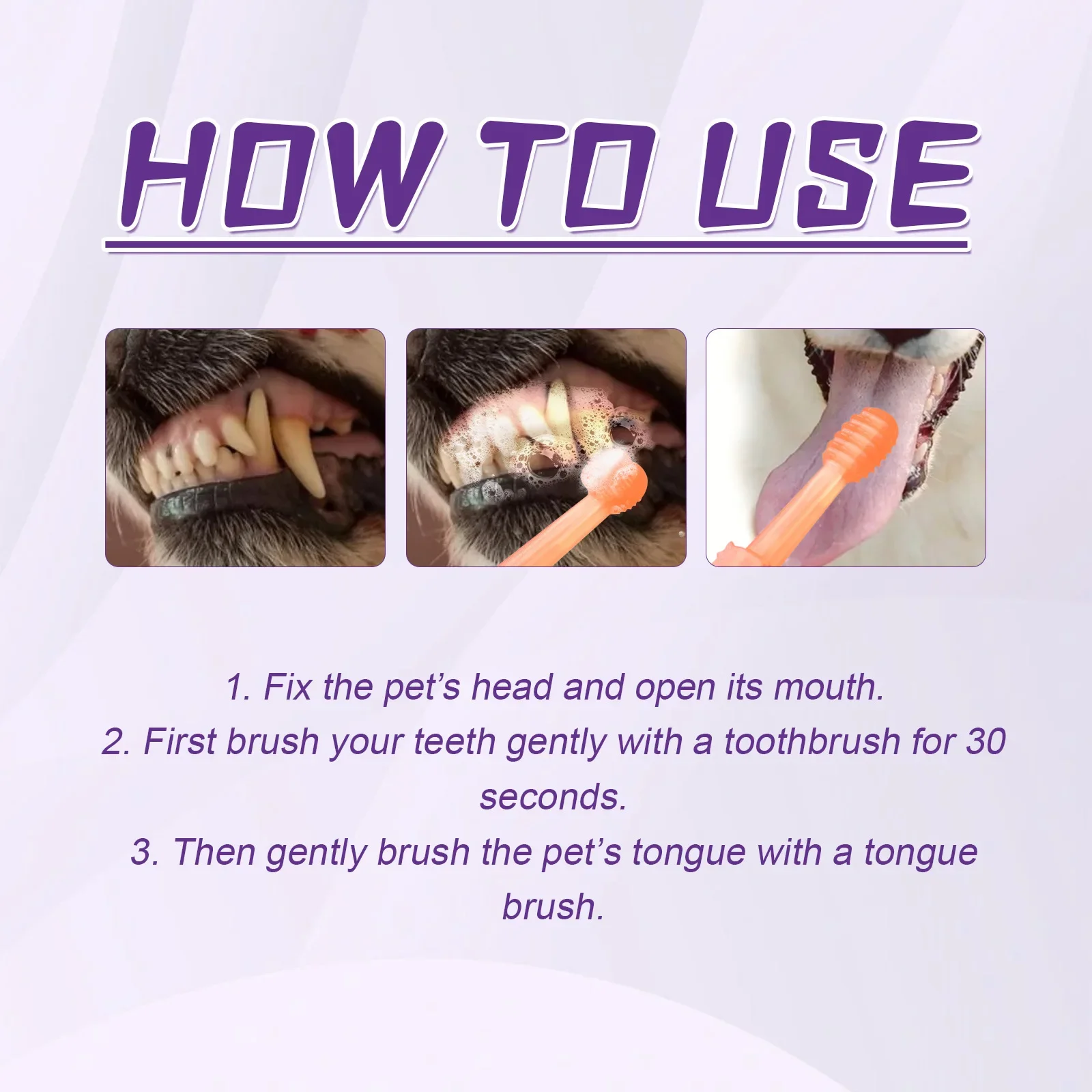 Pet Tongue Coating Brushing Brush Set, Pet Oral Cleaning Tooth Stains Tartar Oral Health Care