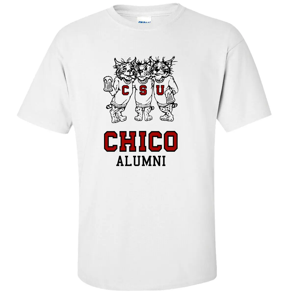 Chico State Alumni Vintage Drinking Wildcats T Shirt 1980'S Maniche Lunghe O Corte