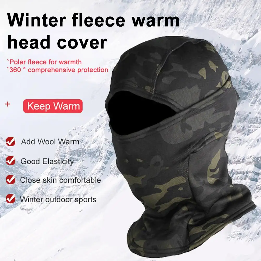 Winter Fleece Warm Camouflage Balaclava Outdoor Cold-proof Ski Cycling Full Face Mask Motorcycle Mask Helmet Lining, full face mask