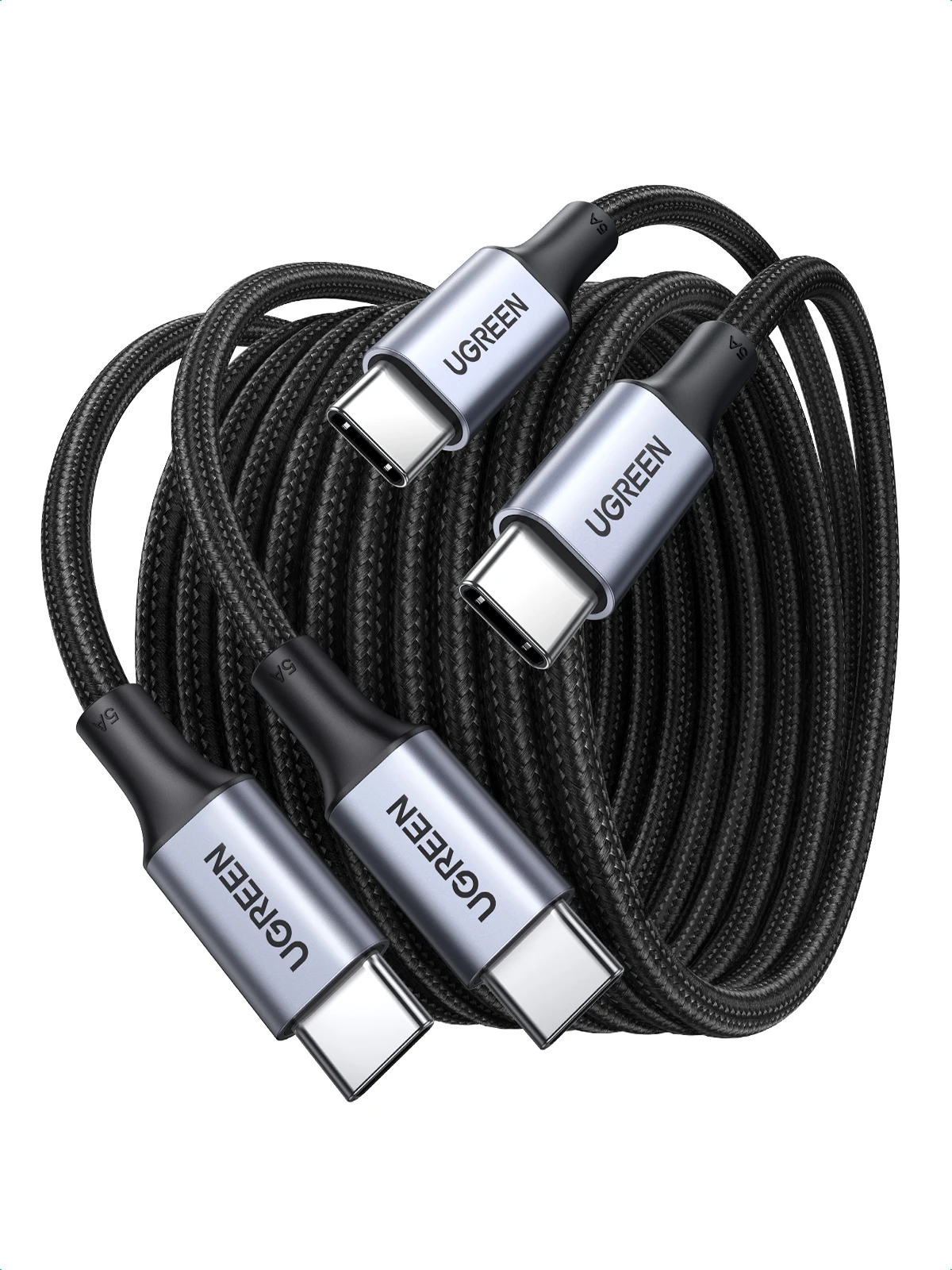 [2 Pack] UGREEN PD100W USB C Cable 5A Type C Fast Charger Cable for Samsung S26 iPhone 17 Laptop MacBook Dell HP QC 4.0 USB Cord