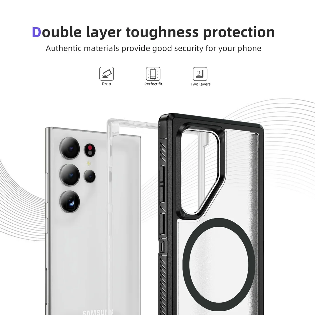 Magnetic Slim Case with Drop Protection and Built-in Kickstand