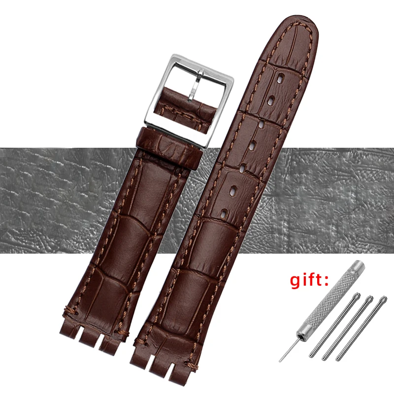 Premium Waterproof Genuine Leather Watch Strap - Black, Brown, White with Clasp
