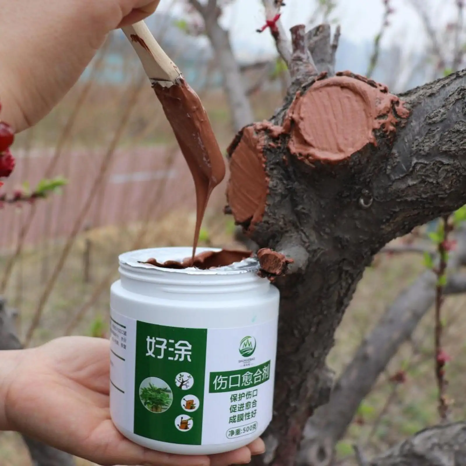 Tree Wound Healing Paste with Brush - Pruning and Grafting Repair Solution