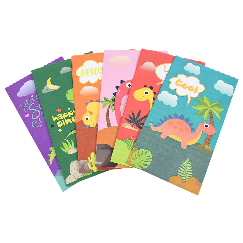 12 Stück Cartoon-Dinosaurier-Süßigkeitstüten mit Aufklebern, Kekse, Geschenke, Verpackung, Papiertüten für Kinder, Dino-Thema, Geburtstagsparty-Dekoration – Detail 10