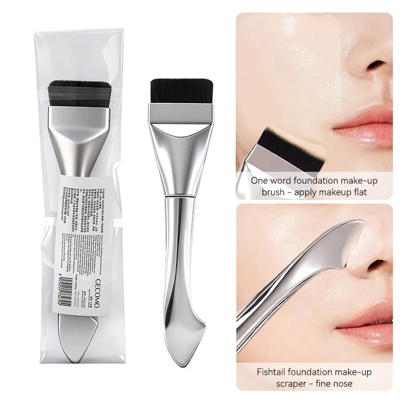 GECOMO two-headed one-word foundation brush, no foundation, no trace light mask brush, fast powder on makeup, beauty tools 2