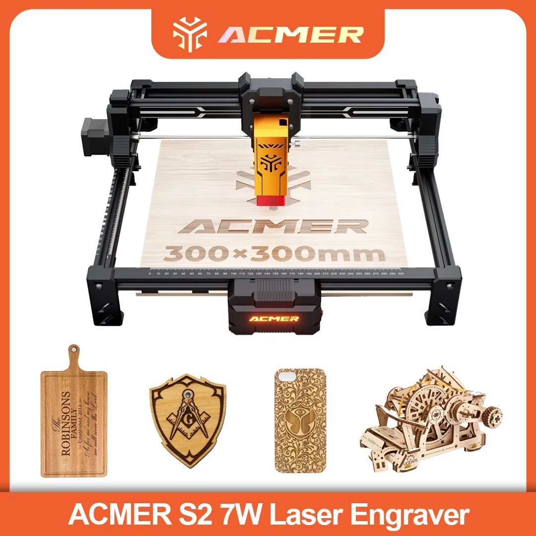 ACMER S2 7W アップグレード可能なレーザー彫刻機 作業エリア 300