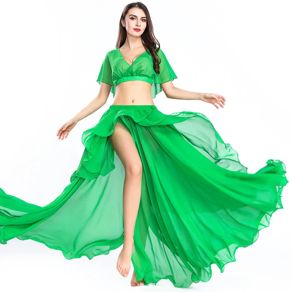 Chiffon Top Skirt Women's Belly Dance Costumes Belly Dance Top And