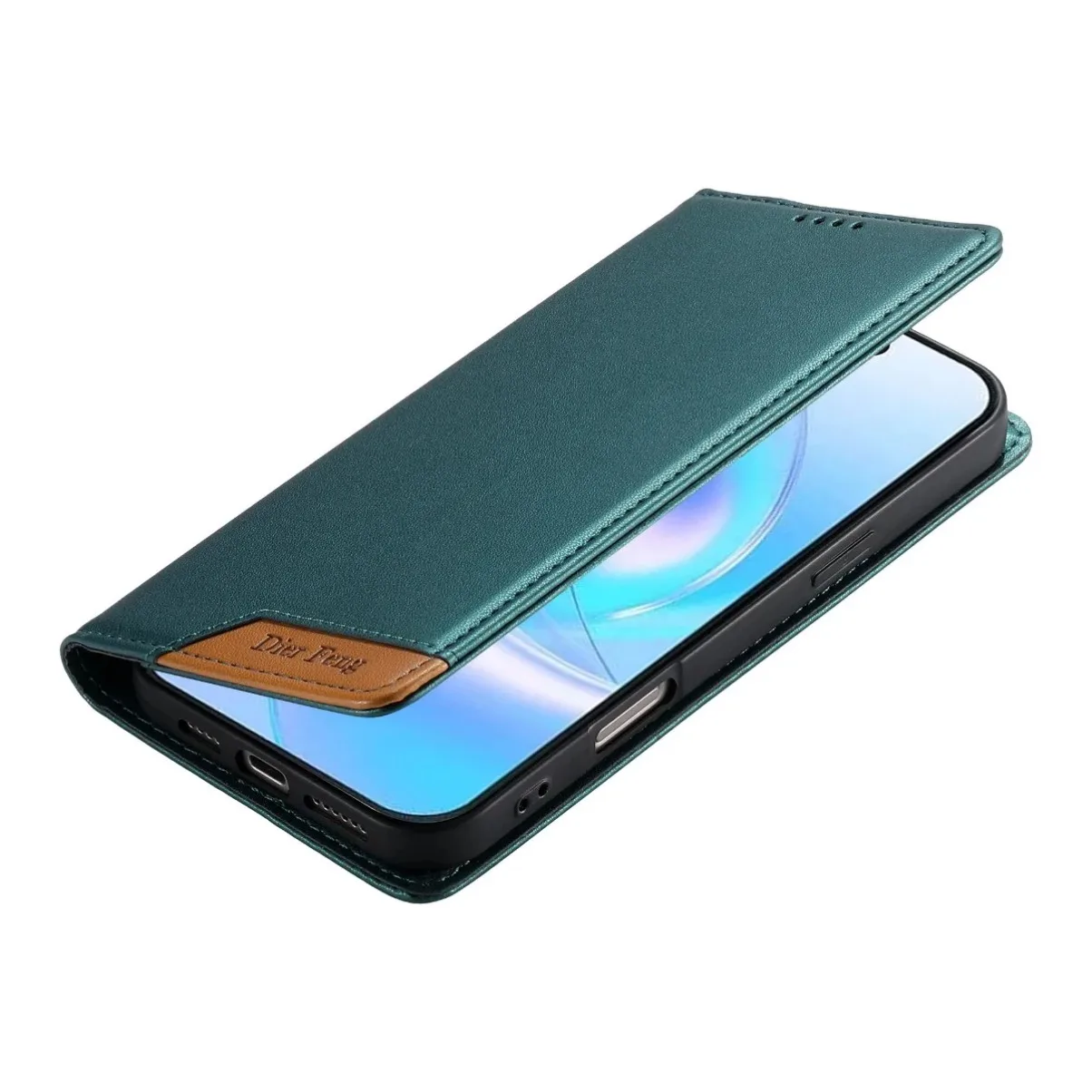 Premium PU Leather Wallet Phone Case with Card Holder & Magnetic Kickstand - Business Splicing Design