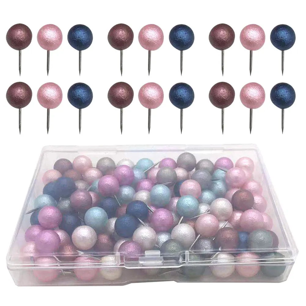 100Pcs 볼 헤드 엄지 못핀 내마모성 지도 푸시핀 지도 용품 포스터 고정 핀 사무실 장 푸시핀