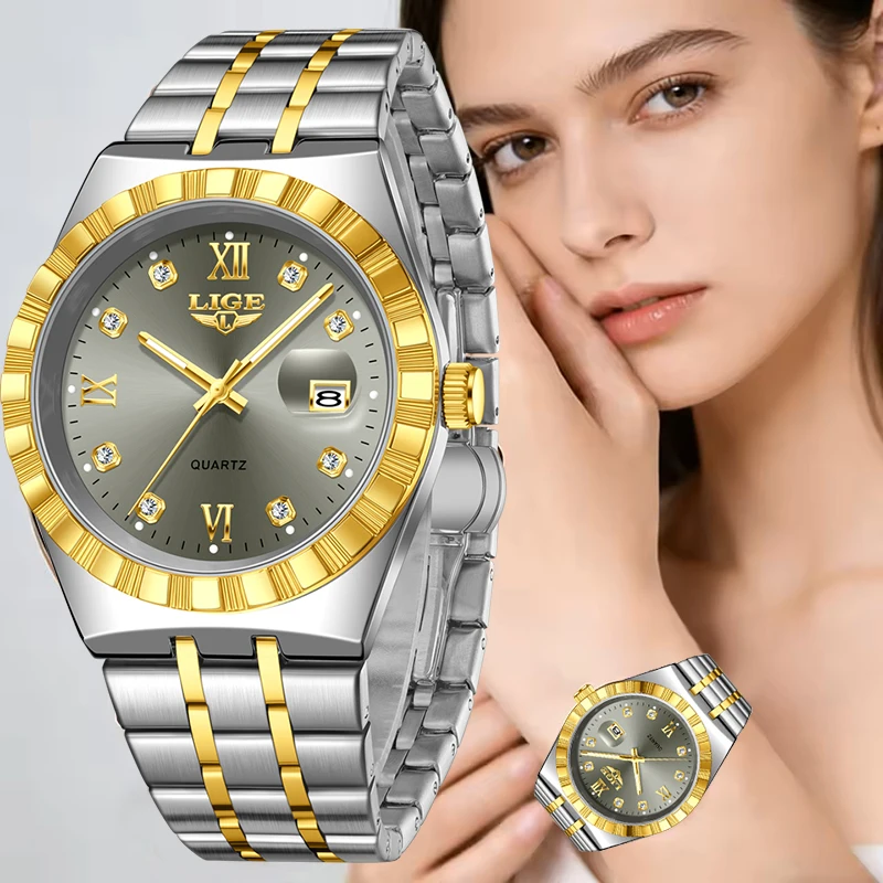 LIGE Women's Luxury Quartz Chronograph Waterproof Luminous Watch