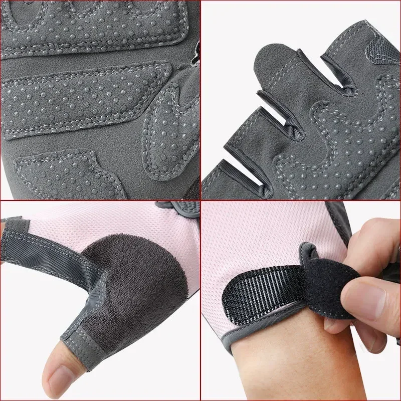 Anti-shock Sports Gloves Cycling Anti-slip Half Finger Gloves Breathable Fitness Gloves Silicone Palm Hollow Back Gym Fitness 2