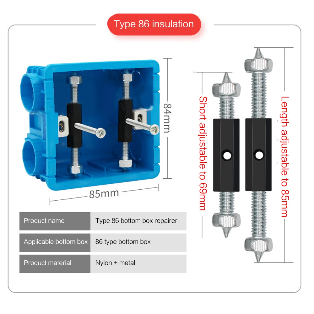 118/86 Type Switch Socket Cassette Screws Support Rod Wall Mount Switch Box Internal Repair Kit Stash Struts Repair Tools 10Pcs