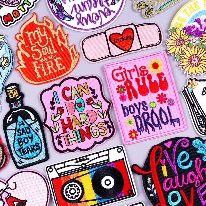 CartoonEmbroideryPatchTapeFlowerLettersPatchDIYIronOnPatches