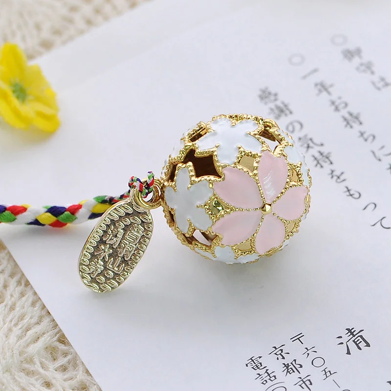 SHARKBANG 1pc Cute Metal Cherry Blossoms Keychain Notebook/Phone/Bag Decorate Pendant Blessing Bell Korean Girls Gift Stationery