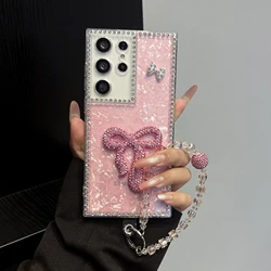Glitter Bow Bracelet Diamond Phone Case Cover - Galaxy A56 - 5G (PINK)
