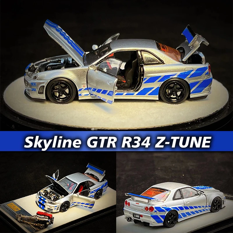 

PreSale PGM ONE 1:64 Skyline R34 GTR Z-TUNE F&F Diecast Diorama Car Model Collection Miniature Toys